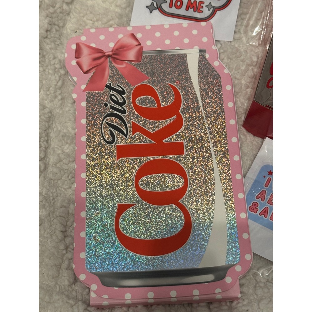 Diet Coke Girly 16 Oz Glass Tumbler Notepad & Sticker Bundle NWT - Picture 7 of 10